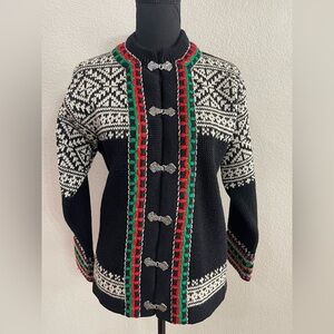 Nordstrikk Norwegian Wool Cardigan Sweater Metal Clasp Nordic Knit Vintage